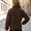 Ainangua Fuzzy Half Zip Fleece Jacket Women Long Sleeve Sherpa Pullover Sweatshirt Casual Warm Winter Chunky Teddy Outerwear (Medium, Leopard)