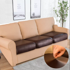 2 Pcs Fake Leather Cover for Sofa 22x60 inch Brown