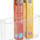 mDesign Plastic Adhesive Mount Storage Organizer Container for Kitchen or Pantry Wall Organization - Space Saving Holder for Sandwich Bags, Foil - 11" Wide - Ligne Collection - Clear (11 x 3.5 x 6.5 (Pack of 1))