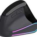 Ergonomic Vertical Mouse Wireless, Bluetooth Ultra-Fast Scrolling 4800 DPI Rechargeable Ergo Mouse, 2.4G Quiet Clicks 6 Buttons RGB Optical Mice, 3 Multi-Device Connectivity for Mac, Laptop - Black