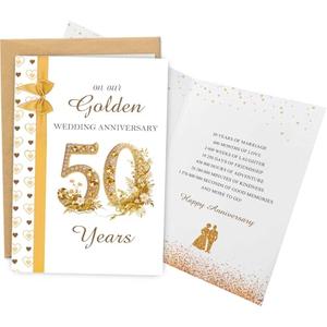 WDphouly 50th Wedding Anniversary Card, Golden Anniversary Card for Husband Wife, 50 Years Wedding Cards for Him Her