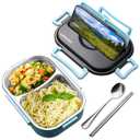Tiffin Lunch Box  Insulated Lunch Containers with 48.5-Oz Capacity, Stainless Steel & Plastic, 2 Compartments  Insulated Bento Box for Office, Picnic & Daily Meals, Spoon & Chopsticks Included