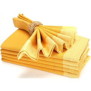 HOMIDATE Cloth Napkin in Cotton 20"x20" Double Hemstitched Yellow,Wedding Napkins,Cocktails Napkins,Cotton Fabric Napkins Mitered Corners & Generous Hem,Machine Washable Dinner Napkins, Set of 6