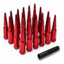 LUJIANI M12X1.5 Red Wheel Spike Lug Nuts, 24 PCS Lug Nut Wheel Accessories with 1 Socket Key, Thread Spiked 4.4" Long Closed End Nuts Compatible with Camry Accord Impala