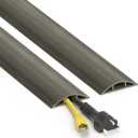 Floor Cord Cover 4ft, Gray Oak Wood Wire Hider Hide Extension Cords, Floor Cable Management Cover, PVC Cable Protector Cord Cavity W0.6in x H0.32in