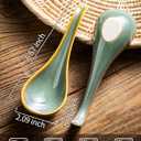 Gomakren Soup Spoons Set of 6, Asian Soup Spoons 6.5 Inch Ramen Spoons, Christmas Ceramic Chinese Spoon Set for Soup, Cereal, Pho, Noodles, Dumpling, Mothers Day Gifts, Dishwasher Safe, Blue-Green