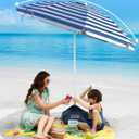 OutdoorMaster Beach Umbrellas for Sand with Sandbag & Anchor, 7.2ft Adjustable Umbrella for Beach Heavy Duty Wind, Portable UPF50+ Sunshade with Carry Bag for Patio