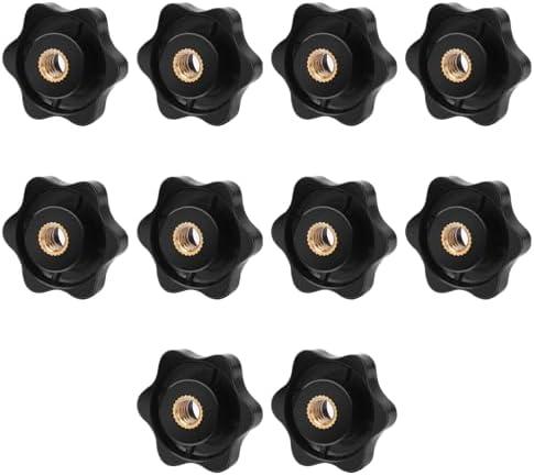 Metric M8 Knurled Knob 10PCS Black Metric M8 Star Knobs Clamping Nuts Plastic Screw-On Type Threaded Jig knobs Lawn Mower Handle Knob Grip Assortment Kit for Machinery Latche