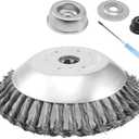 8 Inch Unbreakable Wired Trimmer Blade, Steel Wire Cutter Trimmer Head, Wire Rotary Brush Weed, Weed Eater Head with Adapter Kit for Moss Grass Rust Removal, Gardening Lawnmower