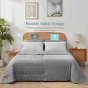 Cozy Bliss Seersucker Cooling Comforter Queen Size, Q-Max 0.45 Reversible Lightweight Cooling Blanket, Breathable Silk Smooth Summer Bedding Quilt for Hot Sleepers Night Sweats Dark Grey