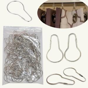 Shower Curtain Rings Hooks, Rust-Resistant Metal Shower Curtain Hooks, Stainless Steel Shower Curtain Rings for Bathroom Shower Curtain Rod (100PCS)