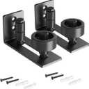 SMARTSTANDARD Sliding Barn Door Floor Guide for Bottom Adjustable Roller - 8 Setup Options for DIYers - Flush Design Bottom Flat Barn Door Floor Guide Stay Roller (Black) 2PCS