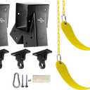 Heavy Duty Swing Sets Brackets Including 2 A-Frame Swing Set Brackets 2 Swing Seats and 4 Swing Hangers for Playground Equipment Mounting Parts Hardware Included (Yellow)