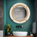 Nautical Hampton Round White Rope Mirror Twisted Rope Home Decor Art Wall Hanging Mirror Coastal Cotton Rope Mirror Wall Mounted Mirror Hanging | Home Deco (24 Inch)
