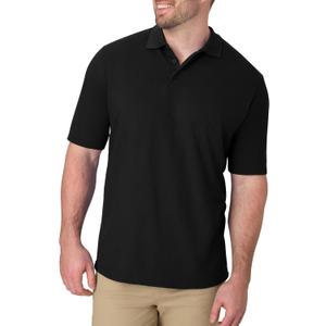 Hanes Mens X-Temp Short Sleeve Polo Shirt, Midweight Men's Shirt (Medium, Black)