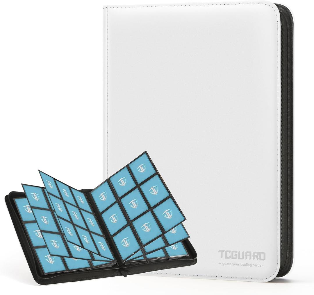 Trading Card Binder, 9 Side Loading Pocket Card Album Hold Up to 540 Cards, Zipper Binder for Cards Collection, TCG Card Holder for Game Card, Sports Card, Yugioh, MTG etc. (White)