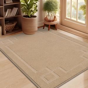 BEQHAUSE Door Mat 32" x 48", Non-Slip Door Mats Indoor Entryway Rugs Washable Low-Profile Absorbent and Stain Resist Floor Mats, Dog Door Mat for Front Back Door, Mud Wet Shoes & Paws, Beige