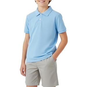 PATPAT PATAT Boys Summer Clothes Size 5-6 Years, Blue Polo Shirts and Grey Shorts with Pockets 2 Piece Outfits Dressy Outfits Boys Short Sets