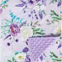 Toddler Blanket 50 x 60 Inch, Large Baby Blanket for Kids, Super Soft Warm Minky with Dotted Backing, Purple Floral