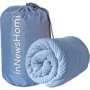Travel Blanket Airplane Compact with Bag, Lightweight & Packable 2 in 1 Airplane Blanket or Travel Pillow, Travel Essentials for Women Men & Kids, Blue Travel Blanket Airplane Compact with Bag, Lightweight & Packable 2 in 1 Airplane Blanket or Travel Pillow, Travel Essentials for Women Men & Kids, Blue