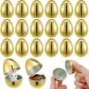 jojofuny 20pcs Golden Fillable Easter Eggs - 6x4CM Realistic Plastic Basket Stuffers for Easter Egg Hunt, Party Decorations, Basket Stuffers, Home Decor & Kids’ Games - Cute & Festive