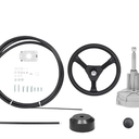 15 FT Boat Control Cable Outboard Rotary Steering System Kit With 12.5 Inches Wheel - Durable Marine Replacement for Mechanical/Manual Steering of Yachts, Fishing Boats