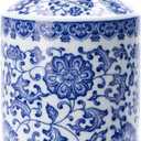 Blue and White Vase, Blue Vases Home Dcor, Chinoiserie Vase, Blue and White Porcelain, Ceramic Vase for Home, Living Room, Bookshelf, Mantle Fireplace,Table Centerpieces,10 inches