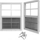 Yuzzy 24" x 27" Shed Windows with Tempered Glass and Fiberglass Screen, 2 Pack Small Sliding Windows for Shed, Chicken Coop, Playhouse, Household, Garage, Barns (White)