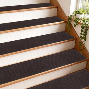 Extra Wide Non Slip Stair Treads for Wooden Steps 15 Pack 9" x36'' Extra Wide Carpet Runners with Reusable Adhesive, Step Pads for Dogs, Kids, Seniors, Machine Washable  Brown