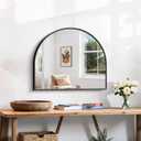 CIRCUMI Arched Wall Mirror, 24"x20" Black Arched Mirror with Tempered Glass, Metal Frame, Large Size for Entryway Table, Mantel, Living Room, Over Sink, Arch Mirror for Decor, Shatterproof & Crystal-Clear