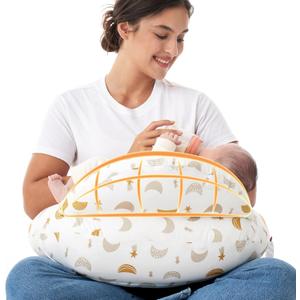 Momcozy Original Nursing Pillow for Breastfeeding-Pioneering Safety Fence- Wider Feeding Pillows for More Support for Mom & Baby- Easier Nursing & Hand Free- Fit for All, Removable Cotton Cover (Starry Moon)