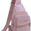 EVANCARY Small Sling Bag for Women Men, Sling Backpack Chest Daypack Crossbody Bag for Travel Outdoor Hiking (Pink Purple)