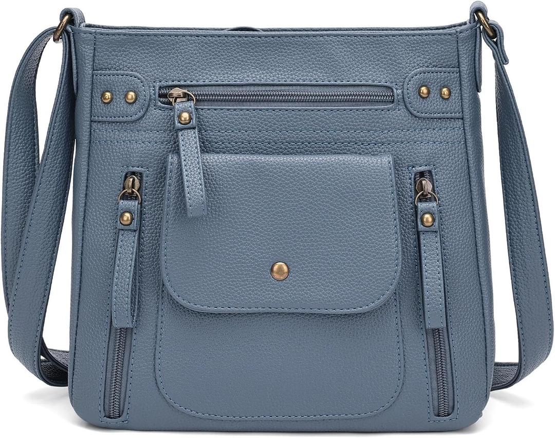 KouLi Buir Crossbody Bag For Women With Adjustable Sling Strap-Medium PU Leather Shoulder Bags Multi Pocket Purse, Measuring 11"L x 3.9"W x 10.62"H