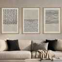 Aurlan Large Minimalist Line Dot Framed Canvas Wall Art Set-16"x24"x3