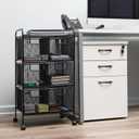 Mind Reader Multipurpose Rolling Cart with Drawers, Office Storage Organizer, Utility Cart, Metal Mesh, Black
