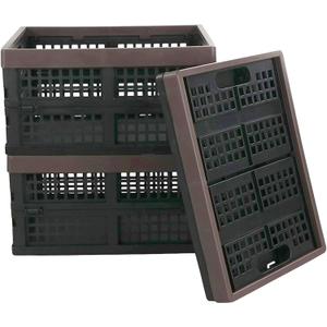 Kekow 15 L Black Plastic Collapsible Storage Basket, Folding Crates Storage, Set of 3