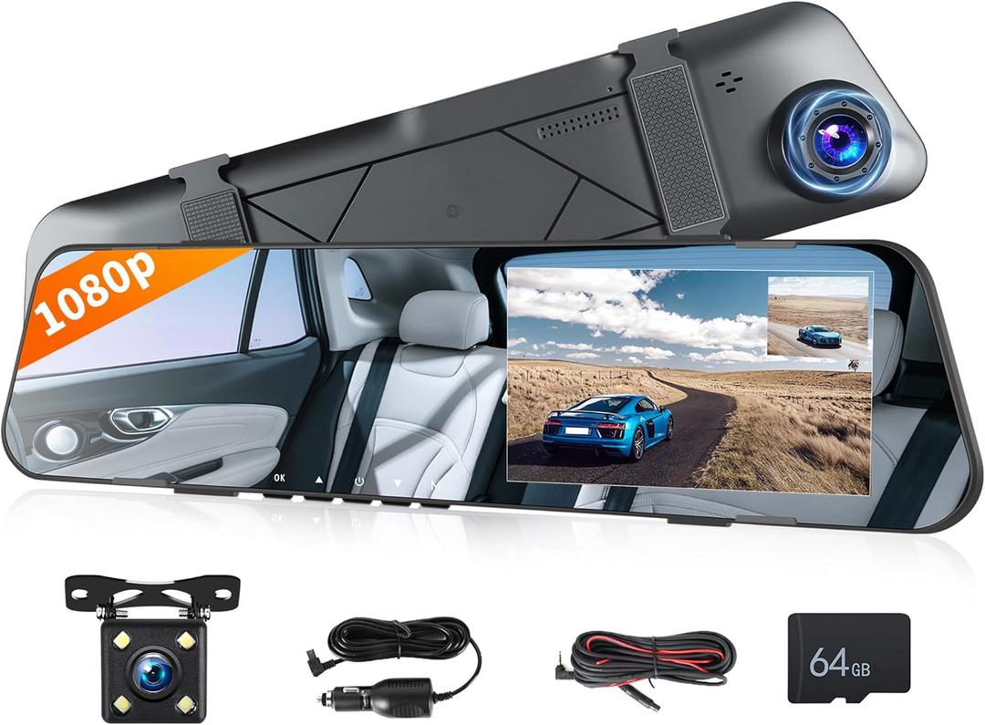 4.5 Mirror Dash Cam Front and Rear for Car,1080p Full Rear View Mirror Camera Dash Cam for Cars & Trucks,Dual Cameras with Parking Monitoring,Reversing Assistance,Loop Recording,G-Sensor,Night Vision