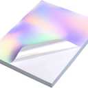 22 Sheets Holographic Sticker Paper 8.5 x11 inch for Inkjet Printer & Laser Printer US letter size Holographic Printable Vinyl Rainbow Sticker Printer Paper Adhesive Waterproof Vinyl