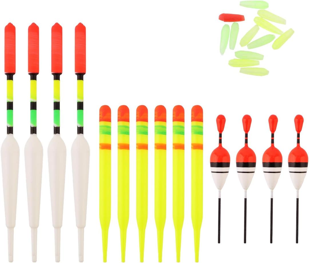 15pcs Fishing Float Tackle Set, Sea Fishing Floats Vertical Buoy Bobber, Fishing Bobbers Fishing Floats Assorted Size for Most Type Angling Fish Accessories