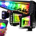 32" Curved RGB LED Light Bar 2X 4 Flood LED Pods with Chasing RGB Halo 16 Solid Colors Offroad Driving Fog Lights with Switch Wiring Harness