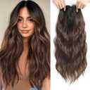 PANEWAY Hair Topper 20 Inch Synthetic Wavy Clip-In Topper for Daily Wear, Instant Volume & Length, Breathable for All-Day Comfort, Perfect for Thinning Hair (Brunette Brown Balayge with Dark Root)