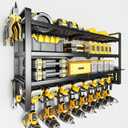 Power Tool Organizer Wall Mount - 400Lbs Load 4 Layers Storage Rack with 8 Drill Holders for Drills Cordless Tools. Heavy Duty Iron Garage Tool Organizer Storage for Workshop Shed Pegboard Basement