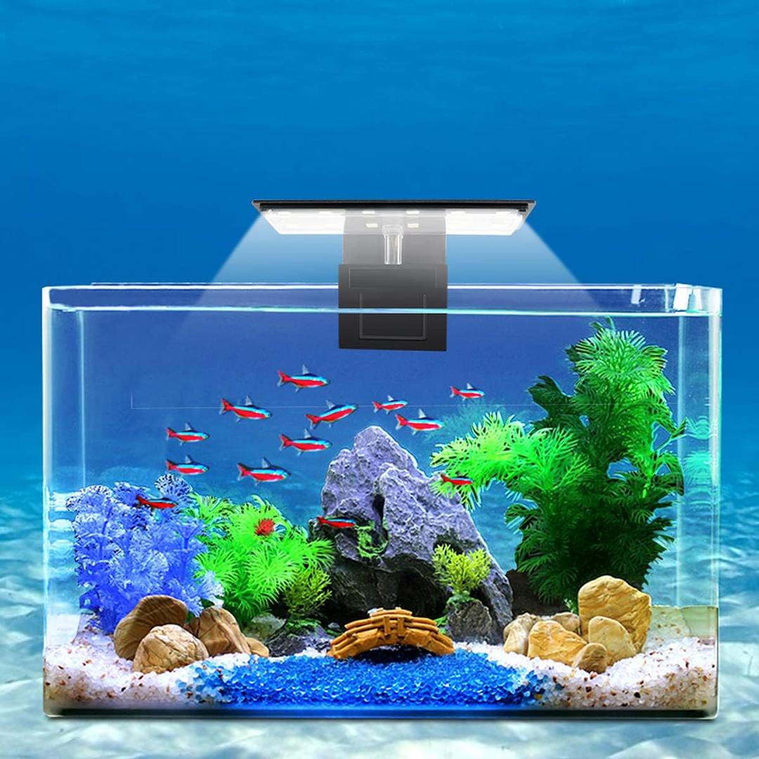 WEAVERBIRD Aquarium Light Fish Tank LED Light 6W 12 LED Planted Clip Lamp for 8-15Inch 6mm Thick Fish Tanks