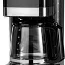 Amazon Basics 12 Cup Drip Coffee Maker with Glass Carafe (1.9 Qt), Auto Shut-off, Auto Pause, Removable Filter Basket, Black & Silver