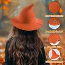 ZingSurp Halloween Witch Hat for Women,Adult Witch Hat for Halloween Party Cosplay Costume Accessory,Modern Wool Witches Cap