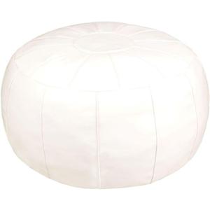 Unstuffed Pouf Foot Stool Round Decorative Leather Ottoman Cushion Storage seat or for Resting Your Feet on, Floor Chair Foot Living Room Bedroom Kids Room and Wedding (White)