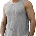 Men's Tank Tops Summer Sleeveless T Shirt Casual Ribbed Knit Muscle Basic Tee Shirts (Gray, XXL)