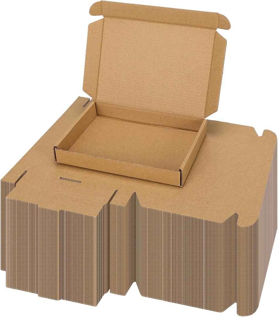 PHAREGE 7x5x1 Inch Shipping Boxes 100 Pack Brown, Tab Lock Tuck Top Mailer Boxes for Packaging Small Business, Cardboard Gift Boxes for Wrapping Mailing Present