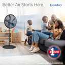 Lasko Pedestal Fan, Oscillating Fan for Bedroom with Adjustable Height and 3 Cooling Speeds, Portable, 18", Black, 1827