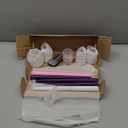 5PCS Flameless Advent Candle Set with Glass Candlestick Holders Christmas Advent Candles Purple Pink White 10 Inch Taper Flameless Candles for Christmas Table Centerpiece Fireplace Home Church Decor